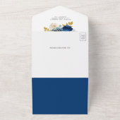 Koninklijk Blauwe Rozen Bloemencode QR Huwelijk All In One Uitnodiging (Buitenkant)