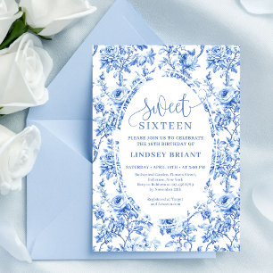 Koninklijk Blauwe Rozen Digitale Sweet Sixteen Uit Kaart
