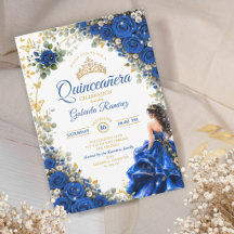 Koninklijk Blauwe Rozen Gouden Vlinders Quinceañer