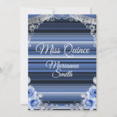 Koninklijk blauwe rozen Quinceañera uitnodiging (Achterkant)