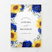 Koninklijk Blauwe Rustieke Zonnebloem Moderne Bloe Drieluik Aankondiging (Cover)