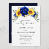 Koninklijk Blauwe Rustieke Zonnebloem Moderne Bloe Kaart (Voorkant / Achterkant)