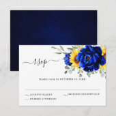 Koninklijk Blauwe Rustieke Zonnebloem Moderne Bloe RSVP Kaartje (Voorkant / Achterkant)