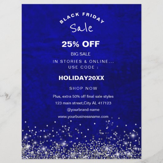 Koninklijk Blauwe Scratch Korting Vakantie Promoti Flyer (Voorkant)