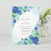 Koninklijk Blauwe Serene Weide Bruiloft Kaart (Staand voorkant)