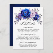 Koninklijk Blauwe Sering Paarse Bloemige Trouwdeta Informatiekaartje (Voorkant / Achterkant)