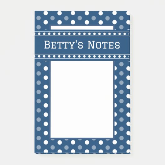 Koninklijk Blauwe Stippen Post-it® Notes (Voorkant)