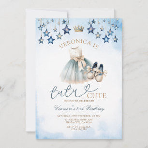 Koninklijk Blauwe Strik Tutu Schattige Ballerina V Kaart