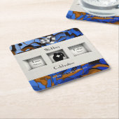 Koninklijk Blauwe Thema Huidige Moderne Abstracte Kartonnen Onderzetters (Schuin)