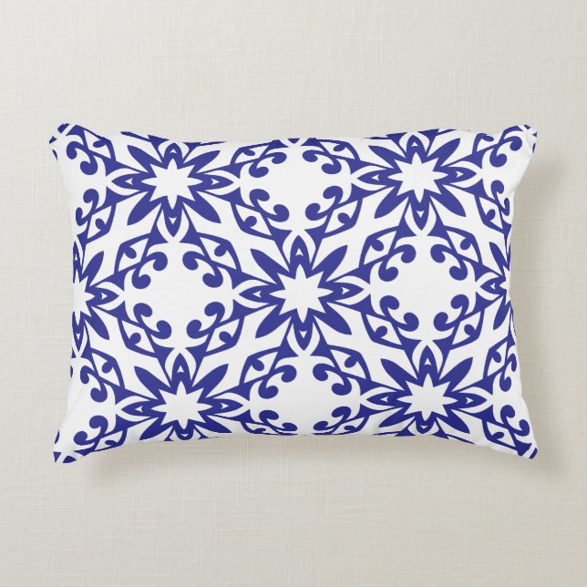 Koninklijk Blauwe Tralie Accent Kussen (Voorkant)