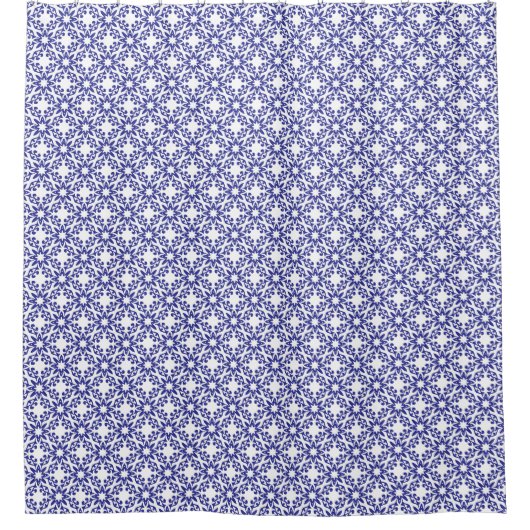 Koninklijk Blauwe Tralie Douchegordijn (Voorkant)