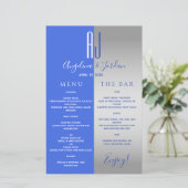 Koninklijk Blauwe Trouwbar Menu (Staand voorkant)