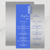 Koninklijk Blauwe Trouwbar Menu (Voorkant / Achterkant)