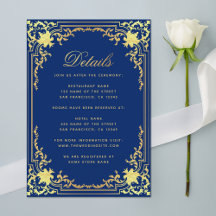 Koninklijk Blauwe Trouwdetails Elegante Nep Goud F