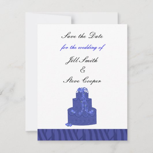 Koninklijk Blauwe Trouwtaart Save the Date (Voorkant)