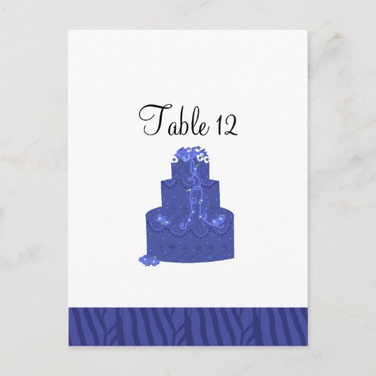 Koninklijk Blauwe Trouwtaart Tafel Stoelkaart Briefkaart (Voorkant)
