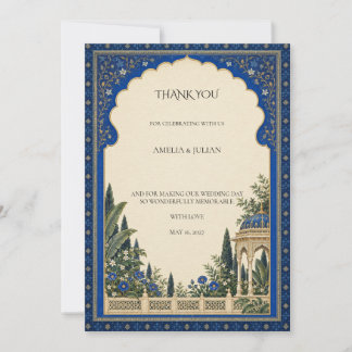 Koninklijk Blauwe Tuinboog Botanische Bruiloft Bedankkaart