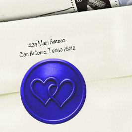 Koninklijk Blauwe Twee Verstrengelde Harten Trouwj Ronde Sticker