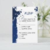 Koninklijk Blauwe Verfspatten - Uitnodiging RSVP (Staand voorkant)