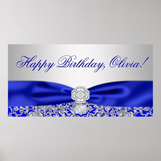 Koninklijk blauwe verjaardagsfeest banner poster (Voorkant)