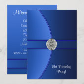 Koninklijk Blauwe Verjaardagsfeest Kaart (Voorkant / Achterkant)