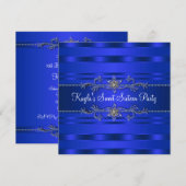 Koninklijk Blauwe Verjaardagsfeest Kaart (Voorkant / Achterkant)