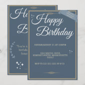 "Koninklijk Blauwe Verjaardagsfeest! uitnodigingen (Voorkant / Achterkant)