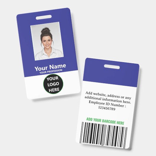 Koninklijk Blauwe Verticale Aangepaste Personeelsf Badge (Voor- en achterkant)