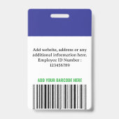 Koninklijk Blauwe Verticale Aangepaste Personeelsf Badge (Achterkant)