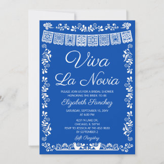 Koninklijk Blauwe Viva La Novia Bruidsfeest Kaart