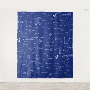 Koninklijk Blauwe Wiskundige Formules Vergelijking Wandkleed