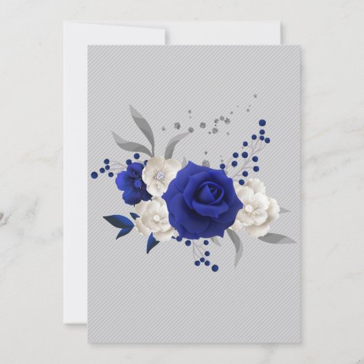 koninklijk blauwe witte bloemen grijze bladeren sa kaart (Achterkant)