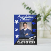 Koninklijk Blauwe, Witte en Zwarte Afstuderen met  Kaart (Staand voorkant)