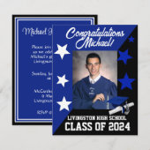 Koninklijk Blauwe, Witte en Zwarte Afstuderen met  Kaart (Voorkant / Achterkant)