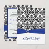 Koninklijk Blauwe, Witte, Zwarte Damasten Antwoord (Voorkant / Achterkant)