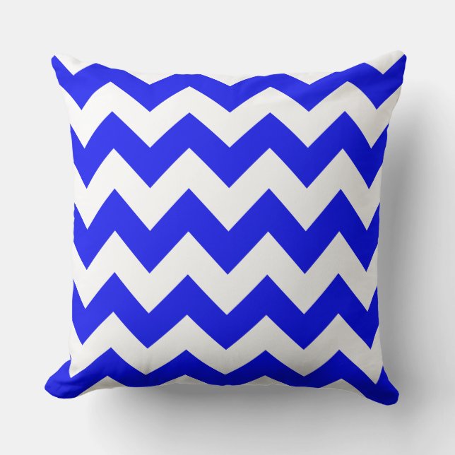 Koninklijk blauwe zigzag gestreepte kussen (Voorkant)