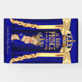 Koninklijk Blauwe Zijde Gouden Kroon Baby Shower B Spandoek