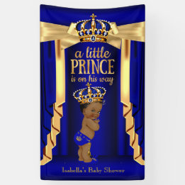 Koninklijk Blauwe Zijde Gouden Kroon Baby Shower E Spandoek