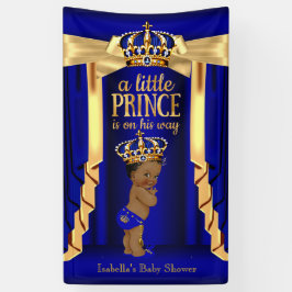 Koninklijk Blauwe Zijde Gouden Kroon Baby Shower E Spandoek