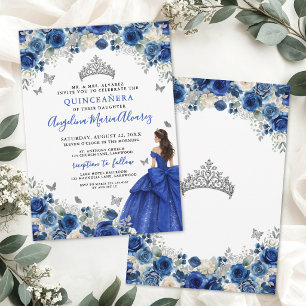 Koninklijk Blauwe Zilveren Quinceanera Kaart