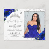 Koninklijk Blauwe & Zilveren Tiara Quinceañera Fot Briefkaart (Voorkant)