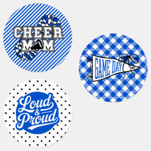 Koninklijk blauwe zwarte en witte cheer-moeder sti labels