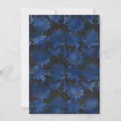 Koninklijk Blauwe, Zwarte en Zilveren Bloemige Bru Kaart (Achterkant)
