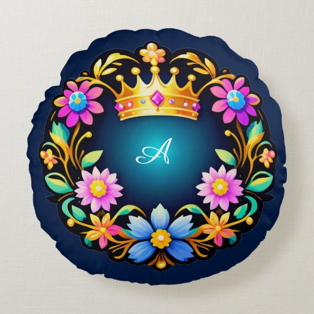 Koninklijk Bloemkader Rond Kussen (Voorkant)