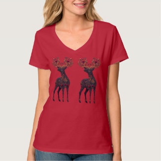 Koninklijk bloemrijk kosmisch hert t-shirt