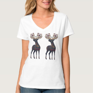 Koninklijk bloemrijk kosmisch hert t-shirt