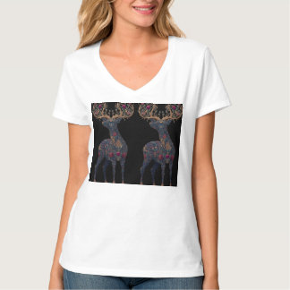 Koninklijk bloemrijk kosmisch hert t-shirt