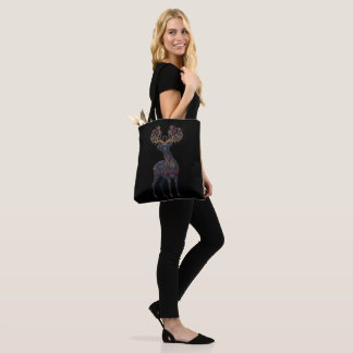 Koninklijk bloemrijk kosmisch hert tote bag