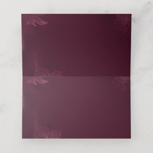 Koninklijk Bourgondië Bloemachtig Geometrisch Huwe Plaatskaartje (Binnenkant ongevouwen)