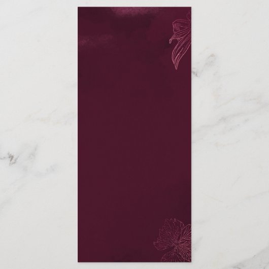 Koninklijk Bourgondisch Bloemmotief Geometrisch Tr Menu (Achterkant)